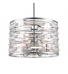  Petia 4 Light Drum Shade Chandelier With Chrome Finish (9975P15-4-601) - CWI