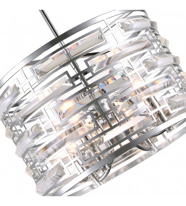  Petia 4 Light Drum Shade Chandelier With Chrome Finish (9975P15-4-601) - CWI