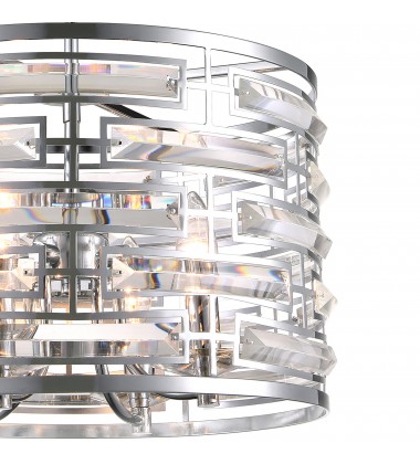  Petia 4 Light Drum Shade Chandelier With Chrome Finish (9975P15-4-601) - CWI