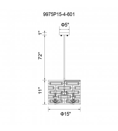 Petia 4 Light Drum Shade Chandelier With Chrome Finish (9975P15-4-601) - CWI