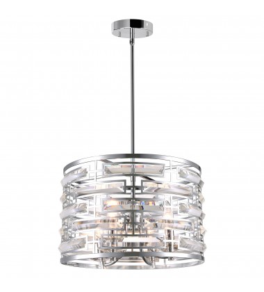  Petia 4 Light Drum Shade Chandelier With Chrome Finish (9975P15-4-601) - CWI