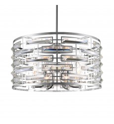  Petia 6 Light Drum Shade Chandelier With Chrome Finish (9975P20-6-601) - CWI