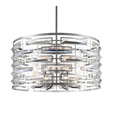  Petia 6 Light Drum Shade Chandelier With Chrome Finish (9975P20-6-601) - CWI