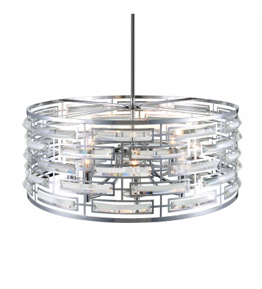 Petia 6 Light Drum Shade Chandelier With Chrome Finish (9975P20-6-601) - CWI