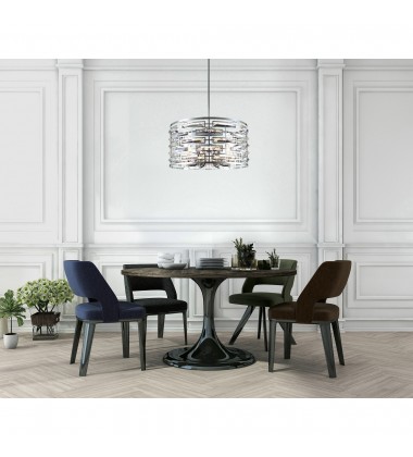  Petia 6 Light Drum Shade Chandelier With Chrome Finish (9975P20-6-601) - CWI