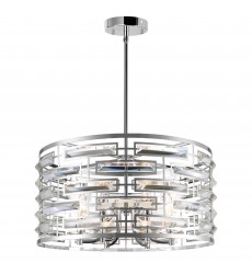  Petia 6 Light Drum Shade Chandelier With Chrome Finish (9975P20-6-601) - CWI