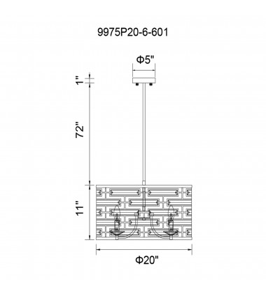  Petia 6 Light Drum Shade Chandelier With Chrome Finish (9975P20-6-601) - CWI
