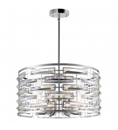  Petia 6 Light Drum Shade Chandelier With Chrome Finish (9975P20-6-601) - CWI