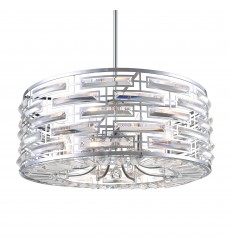  Petia 8 Light Drum Shade Chandelier With Chrome Finish (9975P25-8-601) - CWI