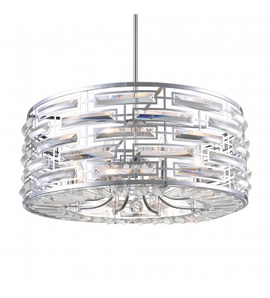  Petia 8 Light Drum Shade Chandelier With Chrome Finish (9975P25-8-601) - CWI