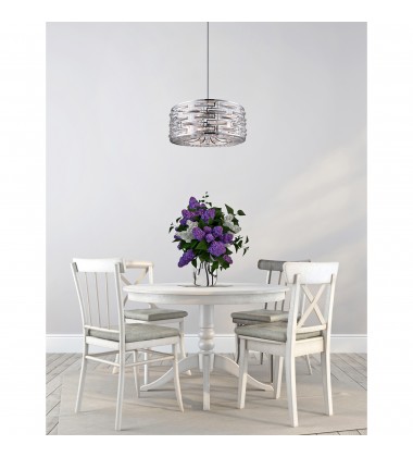  Petia 8 Light Drum Shade Chandelier With Chrome Finish (9975P25-8-601) - CWI