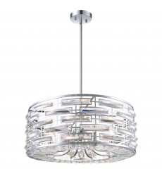  Petia 8 Light Drum Shade Chandelier With Chrome Finish (9975P25-8-601) - CWI