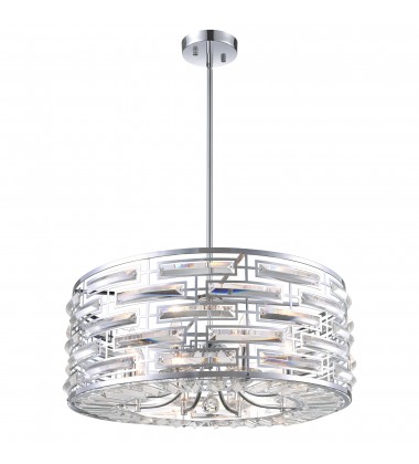 Petia 8 Light Drum Shade Chandelier With Chrome Finish (9975P25-8-601) - CWI