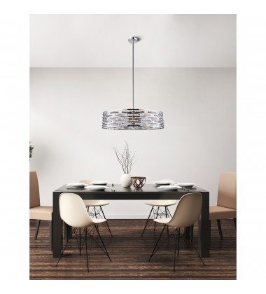  Petia 8 Light Drum Shade Island Light With Chrome Finish (9975P39-8-601) - CWI