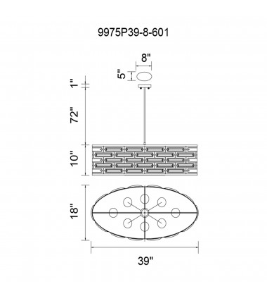  Petia 8 Light Drum Shade Island Light With Chrome Finish (9975P39-8-601) - CWI