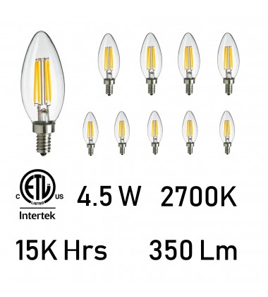  4.5 Watt E12 LED Bulb 2700K (Set of 10) (E12K2700-10) - CWI