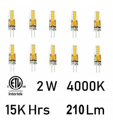  2 Watt G4 LED LED Bulb 4000K (Set of 10) (G4K4000-10) - CWI