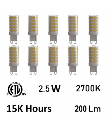  2.5 Watt G9 LED Bulb 3000K (Set of 10) (G9K2700-10) - CWI
