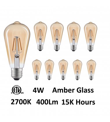  ST19 Warm White 2700K LED 4W Light Bulb (Set of 10) (ST19K2700W4-10) - CWI