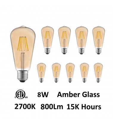  ST19 Warm White 2700K LED 8W Light Bulb (Set of 10) (ST19K2700W8-10) - CWI