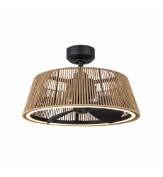 CF41424-MB/BR-5CCT-Isla 24-in Matte Black/Braided Rope FAN + LED Ceiling Fan