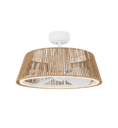 CF41424-WH/BR-5CCT-Isla 24-in White/Braided Rope FAN + LED Ceiling Fan