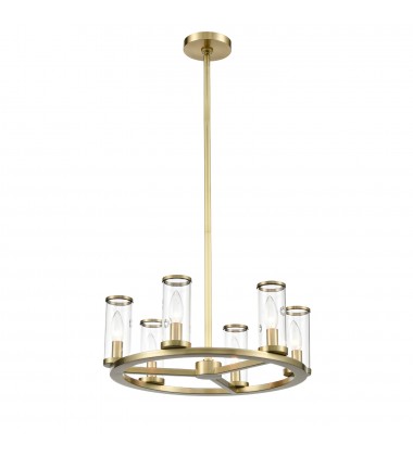  CH309006NBCG-Revolve Clear Glass/Natural Brass 6 Lights Chandeliers
