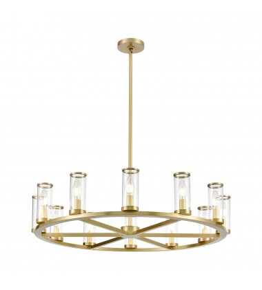  CH309012NBCG-Revolve Clear Glass/Natural Brass 12 Lights Chandeliers