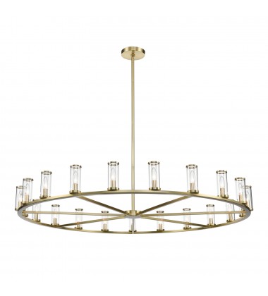  CH309021NBCG-Revolve Clear Glass/Natural Brass 21 Light Chandeliers