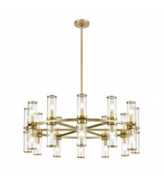  CH309024NBCG-Revolve Clear Glass/Natural Brass 24 Lights Chandeliers
