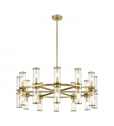  CH309024NBCG-Revolve Clear Glass/Natural Brass 24 Lights Chandeliers