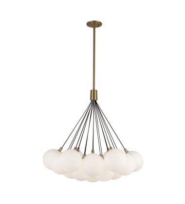  CH3128-BG/OP-Bolla 28-in Brushed Gold/Opal Glass LED Chandelier