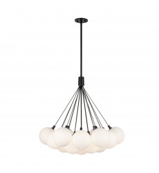  CH3128-BK/OP-Bolla 28-in Black/Opal Glass LED Chandelier