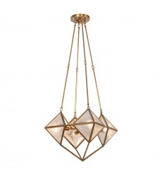  CH332421VBCR-Cairo 21-in Ribbed Glass/Vintage Brass 4 Lights Chandeliers