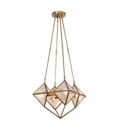 CH332421VBCR-Cairo 21-in Ribbed Glass/Vintage Brass 4 Lights Chandeliers