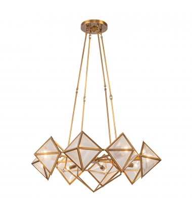  CH332830VBCR-Cairo 30-in Ribbed Glass/Vintage Brass 8 Lights Chandeliers