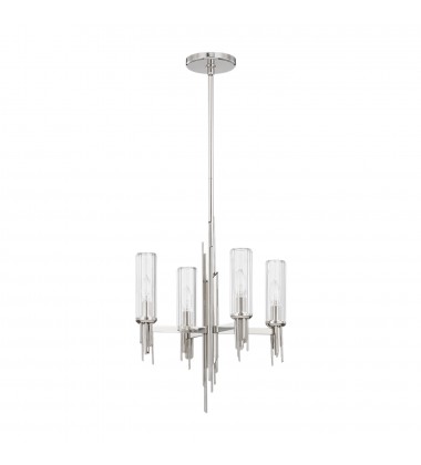 CH335418PNCR-Torres 18-in Polished Nickel/Ribbed Glass 4 Lights Chandeliers  CH335418PNCR-Torres 18-in Polished Nickel/Ribbed Glass 4 Lights Chandeliers