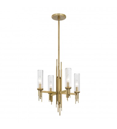 CH335418VBCR-Torres 18-in Ribbed Glass/Vintage Brass 4 Lights Chandeliers  CH335418VBCR-Torres 18-in Ribbed Glass/Vintage Brass 4 Lights Chandeliers