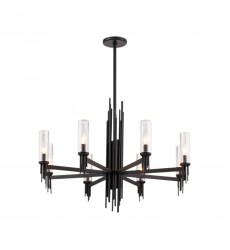 CH335836MBCR-Torres 36-in Clear Ribbed Glass/Matte Black 8 Lights Chandeliers  CH335836MBCR-Torres 36-in Clear Ribbed Glass/Matte Black 8 Lights Chandeliers