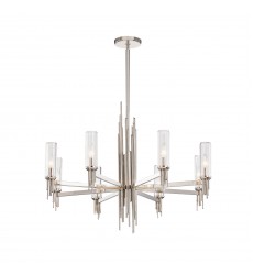 CH335836PNCR-Torres 36-in Polished Nickel/Ribbed Glass 8 Lights Chandeliers  CH335836PNCR-Torres 36-in Polished Nickel/Ribbed Glass 8 Lights Chandeliers
