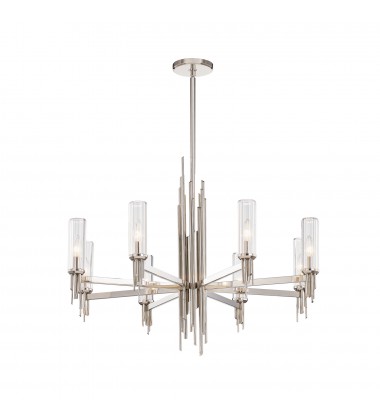 CH335836PNCR-Torres 36-in Polished Nickel/Ribbed Glass 8 Lights Chandeliers  CH335836PNCR-Torres 36-in Polished Nickel/Ribbed Glass 8 Lights Chandeliers