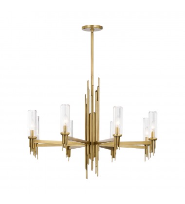  CH335836VBCR-Torres 36-in Ribbed Glass/Vintage Brass 8 Lights Chandeliers