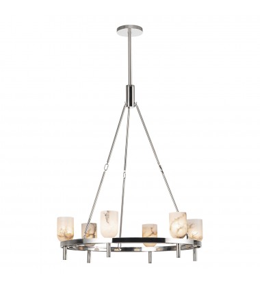 CH338632PNAR-Lucian 32-in Polished Nickel/Alabaster 6 Lights Chandeliers  CH338632PNAR-Lucian 32-in Polished Nickel/Alabaster 6 Lights Chandeliers