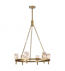 CH338632VBAR-Lucian 32-in Vintage Brass/Alabaster 6 Lights Chandeliers  CH338632VBAR-Lucian 32-in Vintage Brass/Alabaster 6 Lights Chandeliers