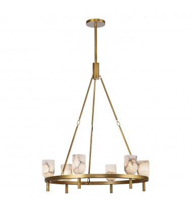 CH338632VBAR-Lucian 32-in Vintage Brass/Alabaster 6 Lights Chandeliers  CH338632VBAR-Lucian 32-in Vintage Brass/Alabaster 6 Lights Chandeliers