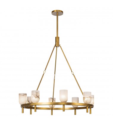 CH338836VBAR-Lucian 36-in Vintage Brass/Alabaster 8 Lights Chandeliers  CH338836VBAR-Lucian 36-in Vintage Brass/Alabaster 8 Lights Chandeliers