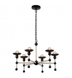 CH343625MBCN-Nadine 25-in Matte Black/Cotton 6 Lights Chandeliers  CH343625MBCN-Nadine 25-in Matte Black/Cotton 6 Lights Chandeliers