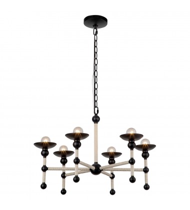 CH343625MBCN-Nadine 25-in Matte Black/Cotton 6 Lights Chandeliers  CH343625MBCN-Nadine 25-in Matte Black/Cotton 6 Lights Chandeliers