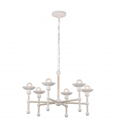  CH343625MWCN-Nadine 25-in Matte White/Cotton 6 Lights Chandeliers