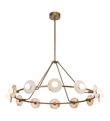 CH346046VBAR-UNV-Dahlia 46-in Vintage Brass/Alabaster LED Chandeliers